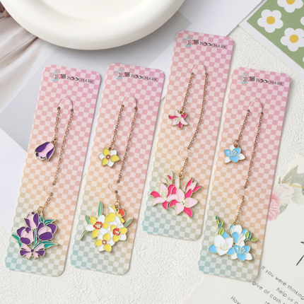 Cute Flowers Metal Bookmark