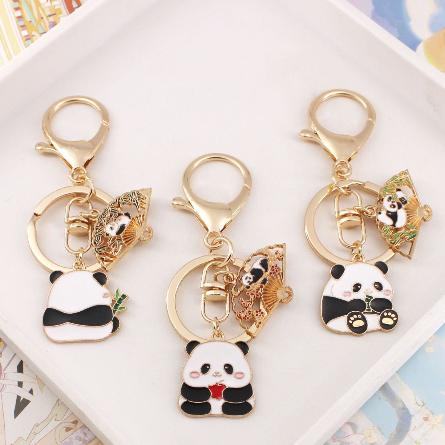 1088256136-964638767.jpg Panda Fan Cute Keyring - Image 1