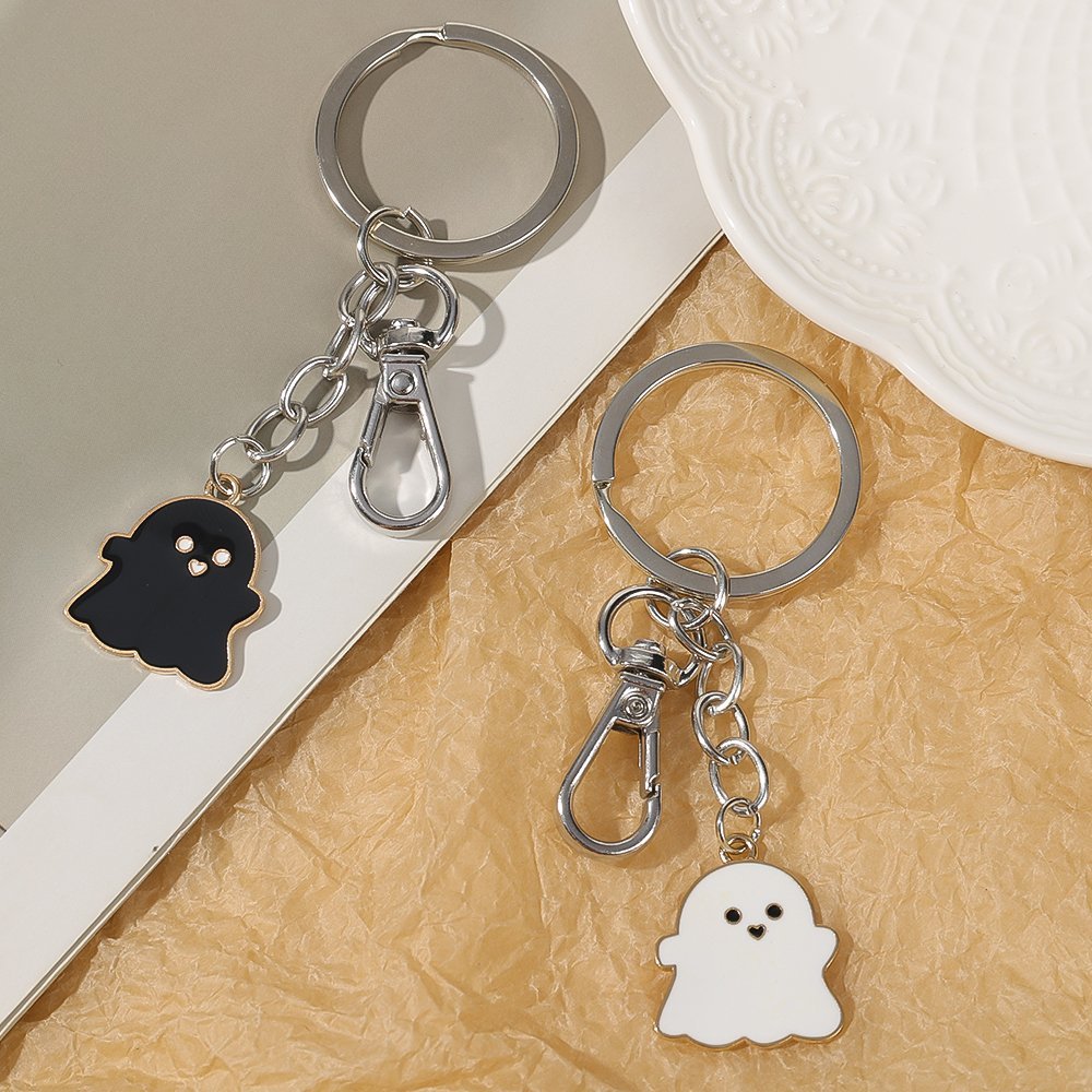 1089652030609099564.jpg Cute Black White Ghost Keyring - Image 1