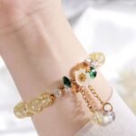 Colourful Crystal Beaded Flower Shell Bracelet - Image 2