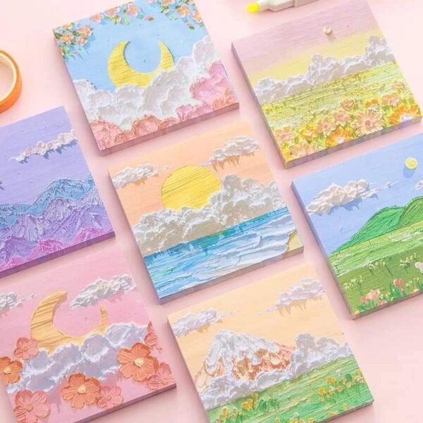 Oil Pastel Scenery Sticky Notes