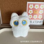 Cute White Cat Plush Bag Pendant - Image 5