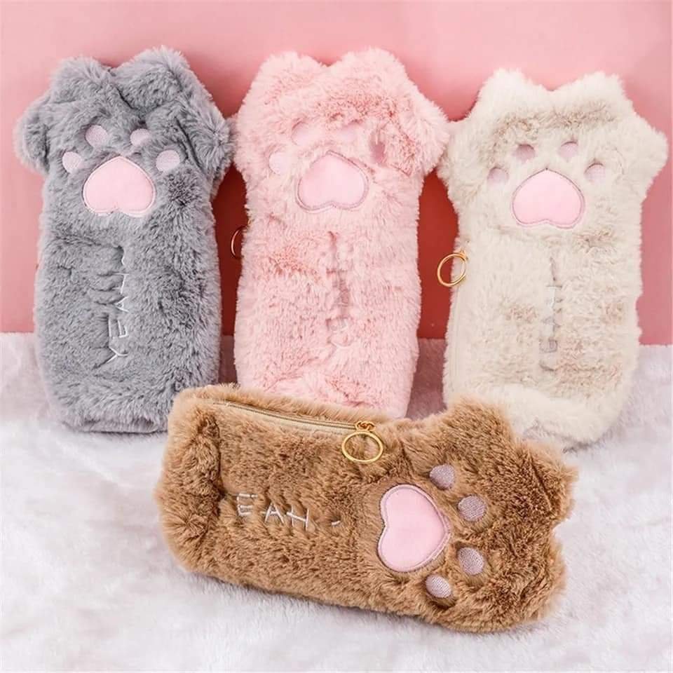 81d680d5-0f0d-4b8b-9c2f-e492a8976e74-1.jpg Cat Paw Fluffy Pencil Case - Image 1