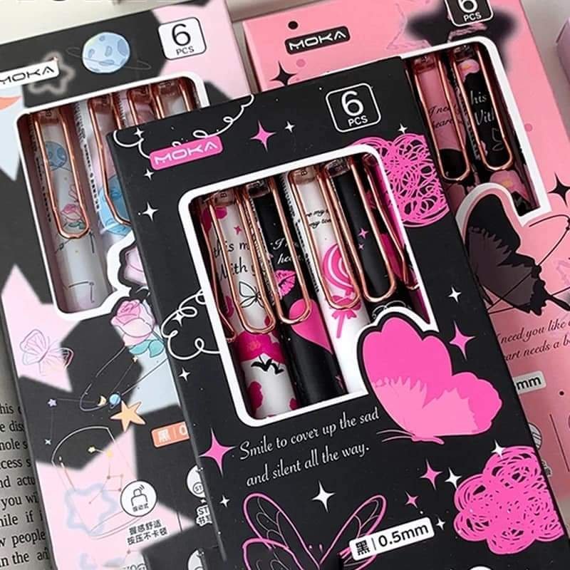 FB_IMG_1722508385706-1.jpg Vintage Rose Butterfly 6pcs Gel Pen Set - Image 1