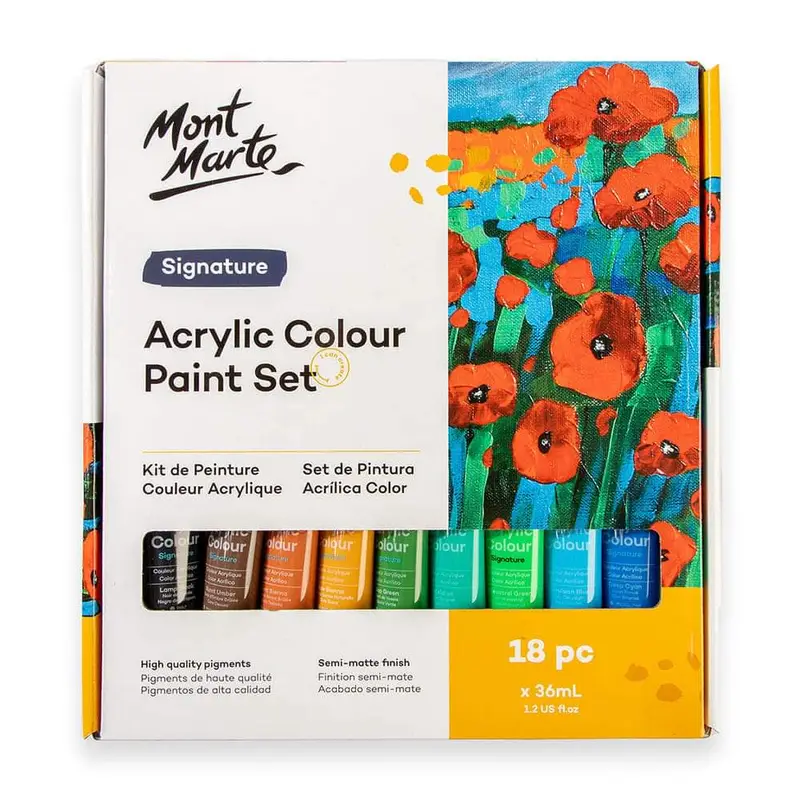 FB_IMG_1722538403470.webp Mont Marte Acrylic Colour Paint Set Signature 18pc × 36ml - Image 1