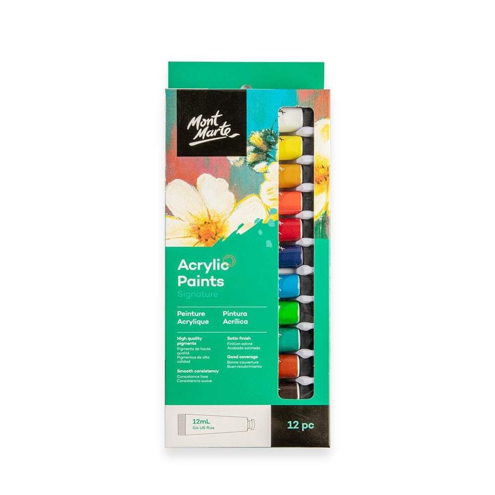FB_IMG_1722543569969.jpg Mont Marte Acrylic Paints Signature 12pc x 12ml - Image 1