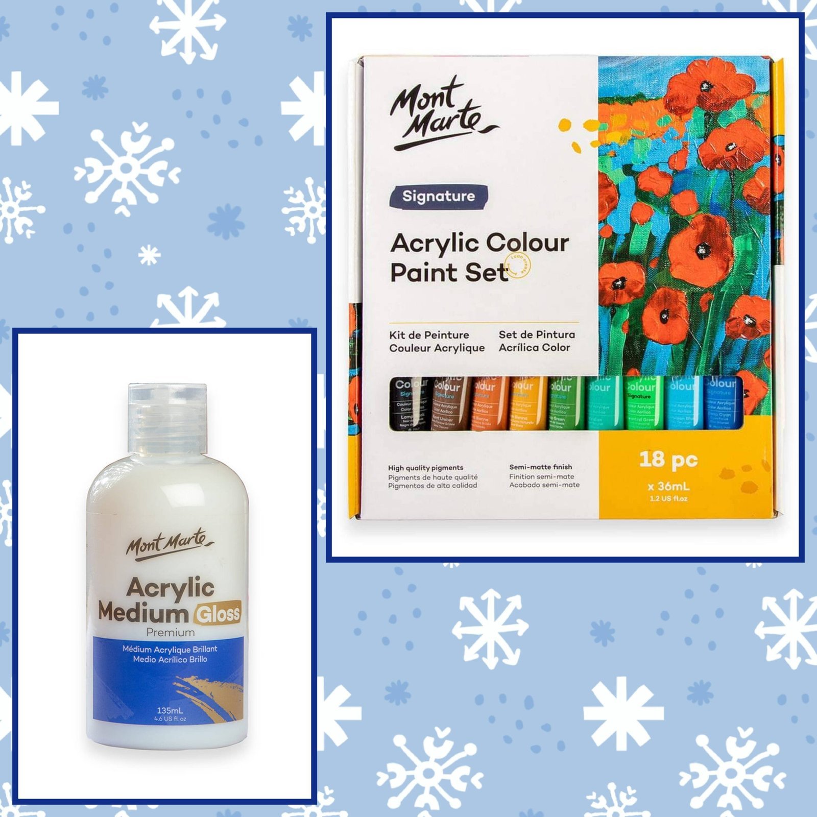 GridArt_20250109_003442380-scaled-1.jpg Mont Marte Acrylic Colour Set (18 pcs x 36ml) + Gloss Varnish (135ml) Combo - Image 1