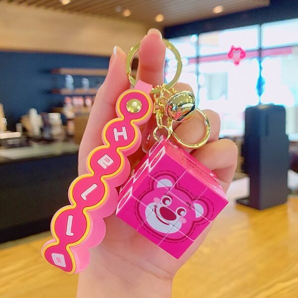 Cute Lotso Bear Rubiks Cube Keyring