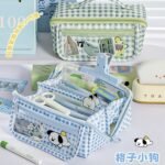 Cute Puppy Grid Multi Pocket Pencil Case - Image 6