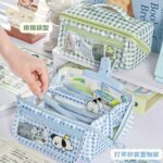 Cute Puppy Grid Multi Pocket Pencil Case - Image 3