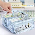 Cute Puppy Grid Multi Pocket Pencil Case - Image 4