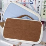 Large Capacity Grid Pencil Case with Transparent Front Pocket - Image 3