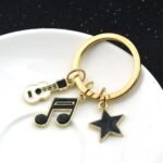 Music Notes Metal Charm Keychain