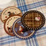 Cute Hello Kitty Puppy Crochet Print Heat Resistant Table Coaster 12cm - Image 2