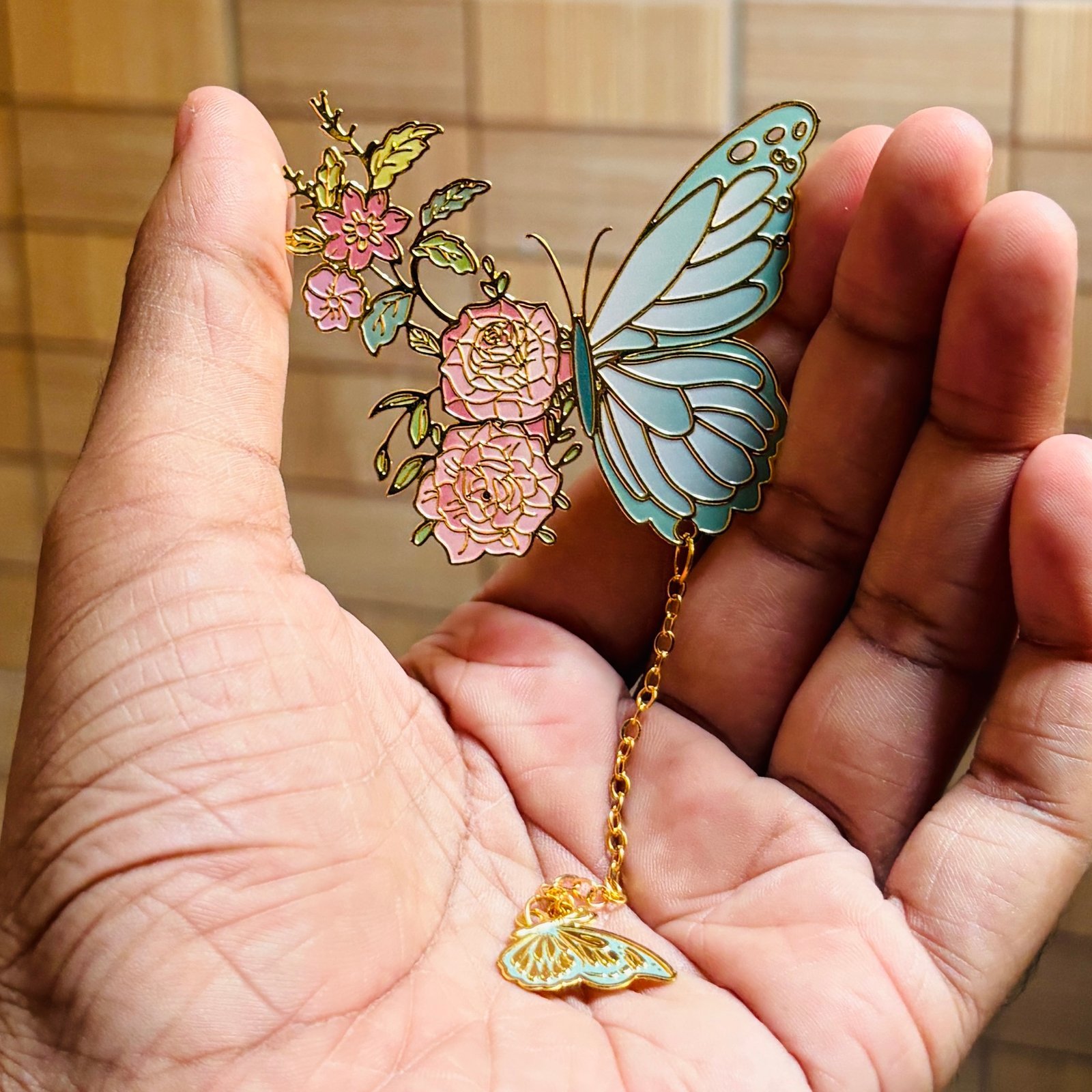 IMG_5464.jpeg Cute Floral Butterfly Metal Bookmark - Image 1