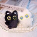 Cute White Cat Plush Bag Pendant - Image 4