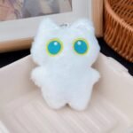 Cute White Cat Plush Bag Pendant - Image 3