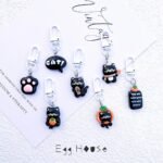 Cute Black Orange Cat Bag Pendant