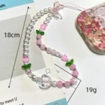 Pink Tulip Butterfly Glass bead Phone Charm - Image 3