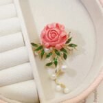 Pink Peony Flower Brooch