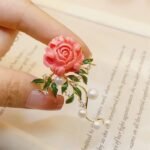 Pink Peony Flower Brooch - Image 5