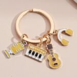 Cute Music Themed Metal Keyring