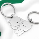 Couple Cuddling Cat Keyring Set