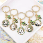 Panda Circle Metal Keyring