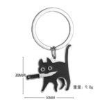 Black Cat With Knife Metal Keyring - Image 4