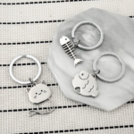Cute Fish Cat Metal Keyring