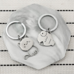 Cute Fish Cat Metal Keyring - Image 2