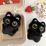 Cute Black Cat Plush Bag Pendant - Image 4