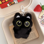 Cute Black Cat Plush Bag Pendant - Image 5