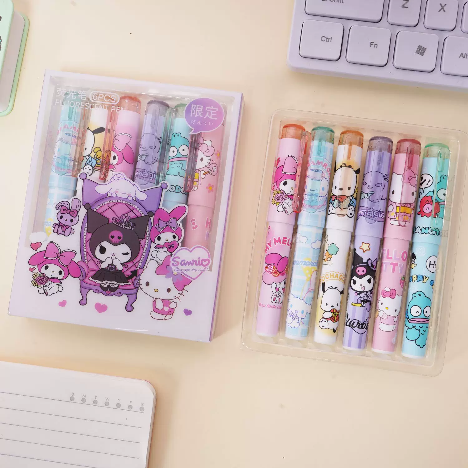 tb_image_share_1750351437315.jpg.png Sanrio 6pcs Set Highlighter - Image 1