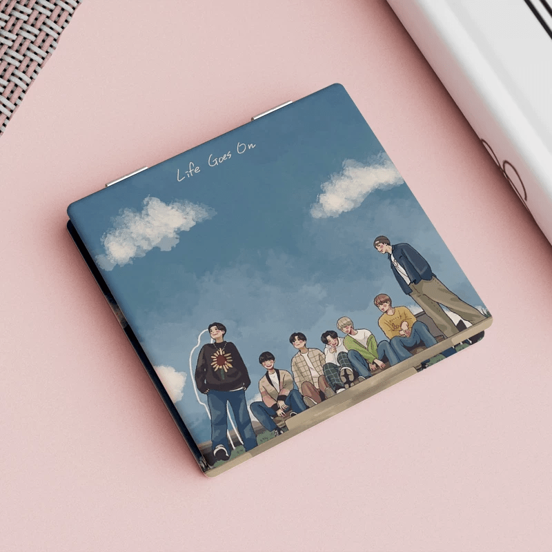 tb_image_share_1752606616804.jpg.png BTS “Life Goes On” Foldable Pocket Mirror – Double-Sided - Image 1