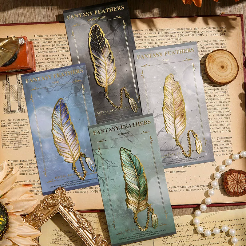 tb_image_share_1756671530705.jpg.png Vintage Feathers Bronzing Metal Bookmarks - Image 1