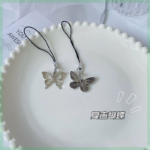 Cute Pixelated Love Butterfly Metal Phone Charm - Image 3