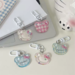 Transparent Bear Face Shape Plaid Patterns Pendant